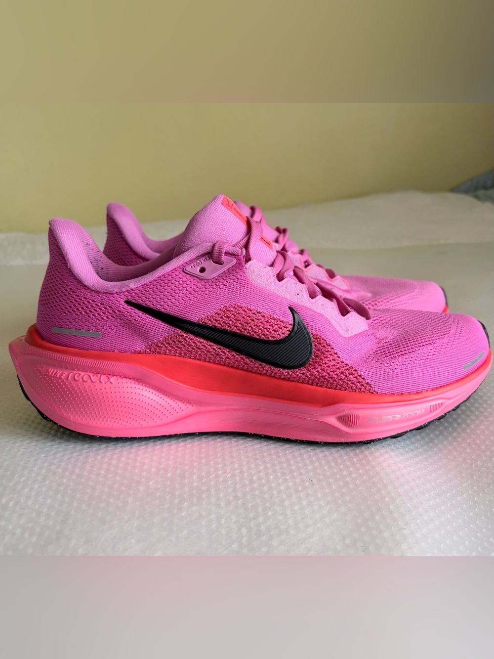 Nike Women's Hot Pink Mesh Running Shoes with Black Swoosh